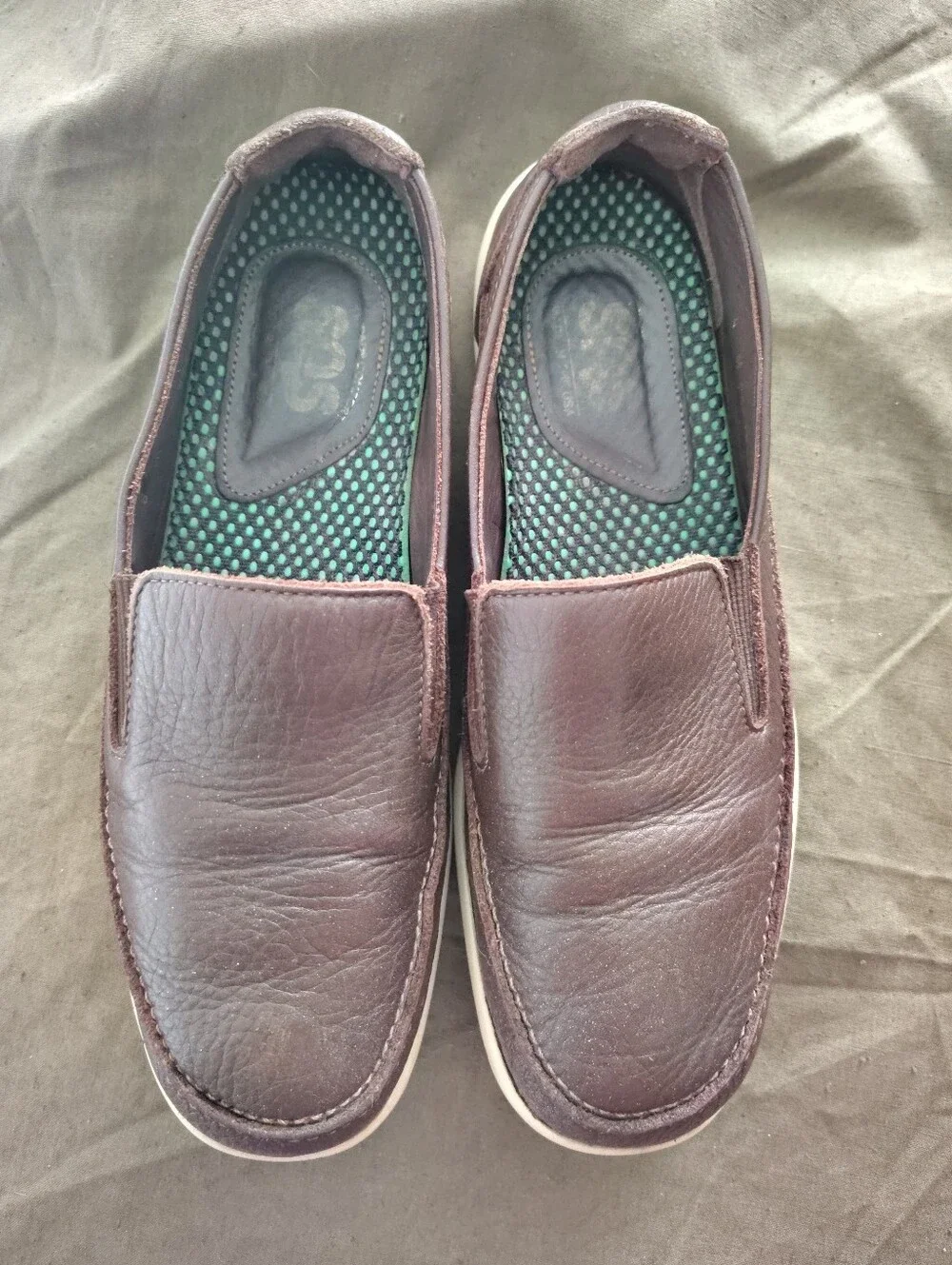 SAS Mens Weekender Slip On Loafer Shoes Brown Leather Upper Size 8